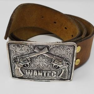 NOCONA BUCKLE BROWN LEATHER BELT